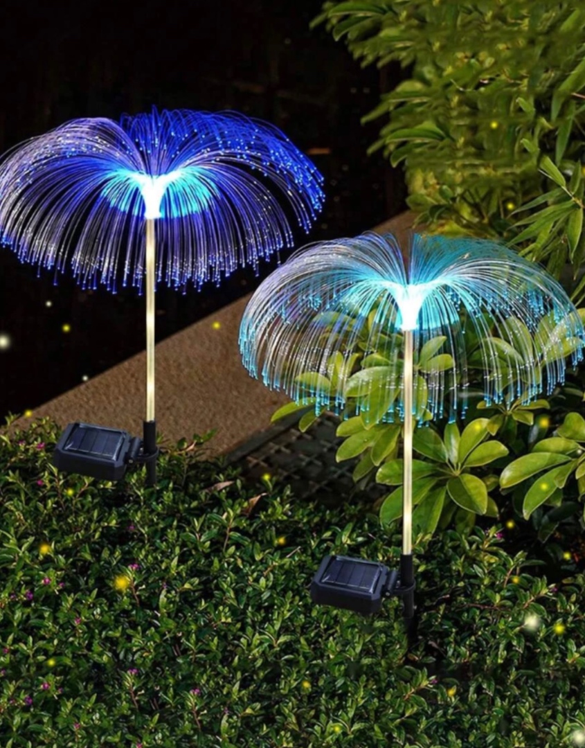 Set 2 Lampi Solare JellyFish cu Fibra Optica – Iluminare Multicolora pentru Decorative Exterior - imagine 7