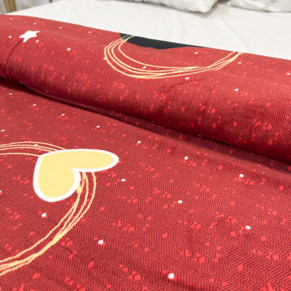Patura Pufoasa CoCoLiNo (Fleece), 200x230cm, 240gr/mp, Visiniu, Inimioare - Rasfatul Perfect pentru Serile Racoroase - 4
