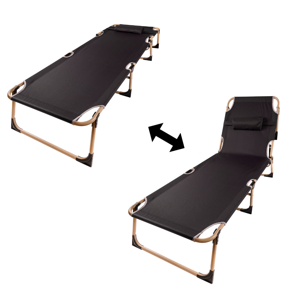 Pat pliabil pentru camping, 193cm, gri - view 2