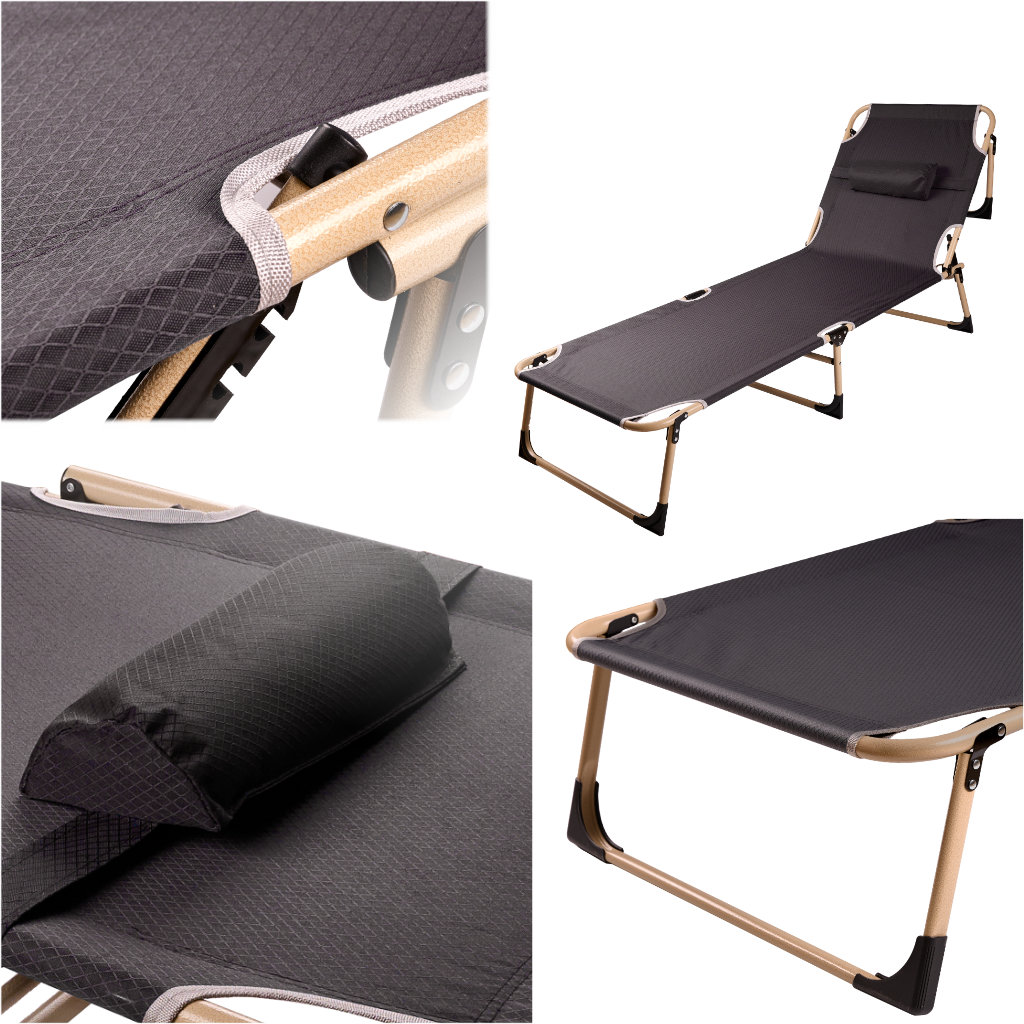Pat pliabil pentru camping, 193cm, gri - view 3