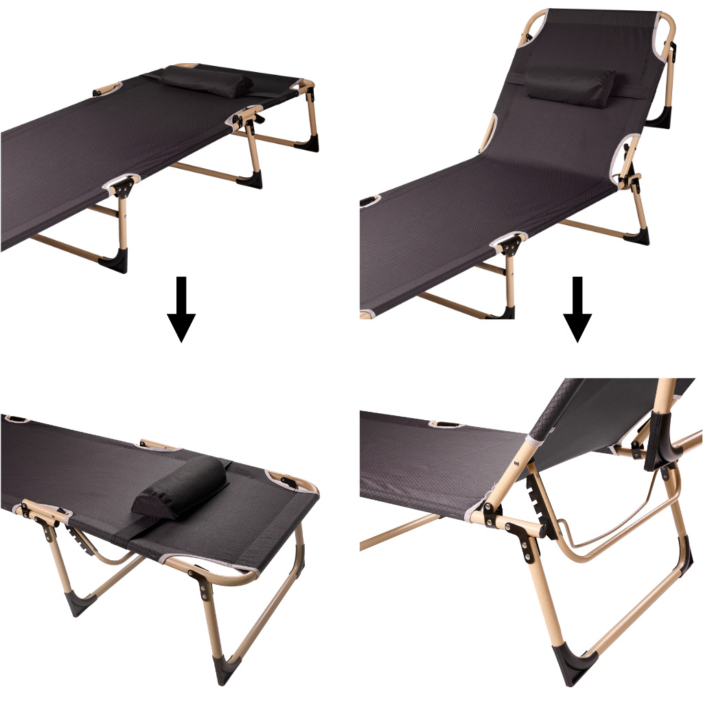 Pat pliabil pentru camping, 193cm, gri - view 5