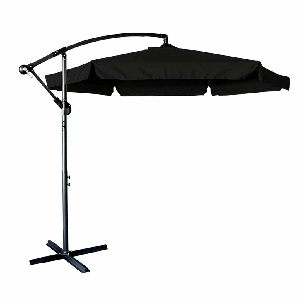Umbrela de gradina premium cu brat lateral 290 cm, pliabila, neagra - view 4