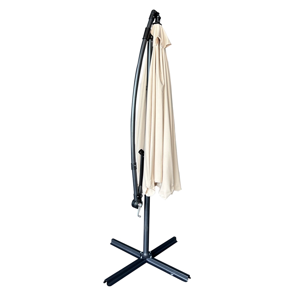 Umbrela de gradina premium cu brat lateral 290 cm, pliabila, bej - view 2