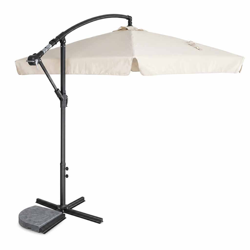 Umbrela de gradina premium cu brat lateral 290 cm, pliabila, bej - view 12