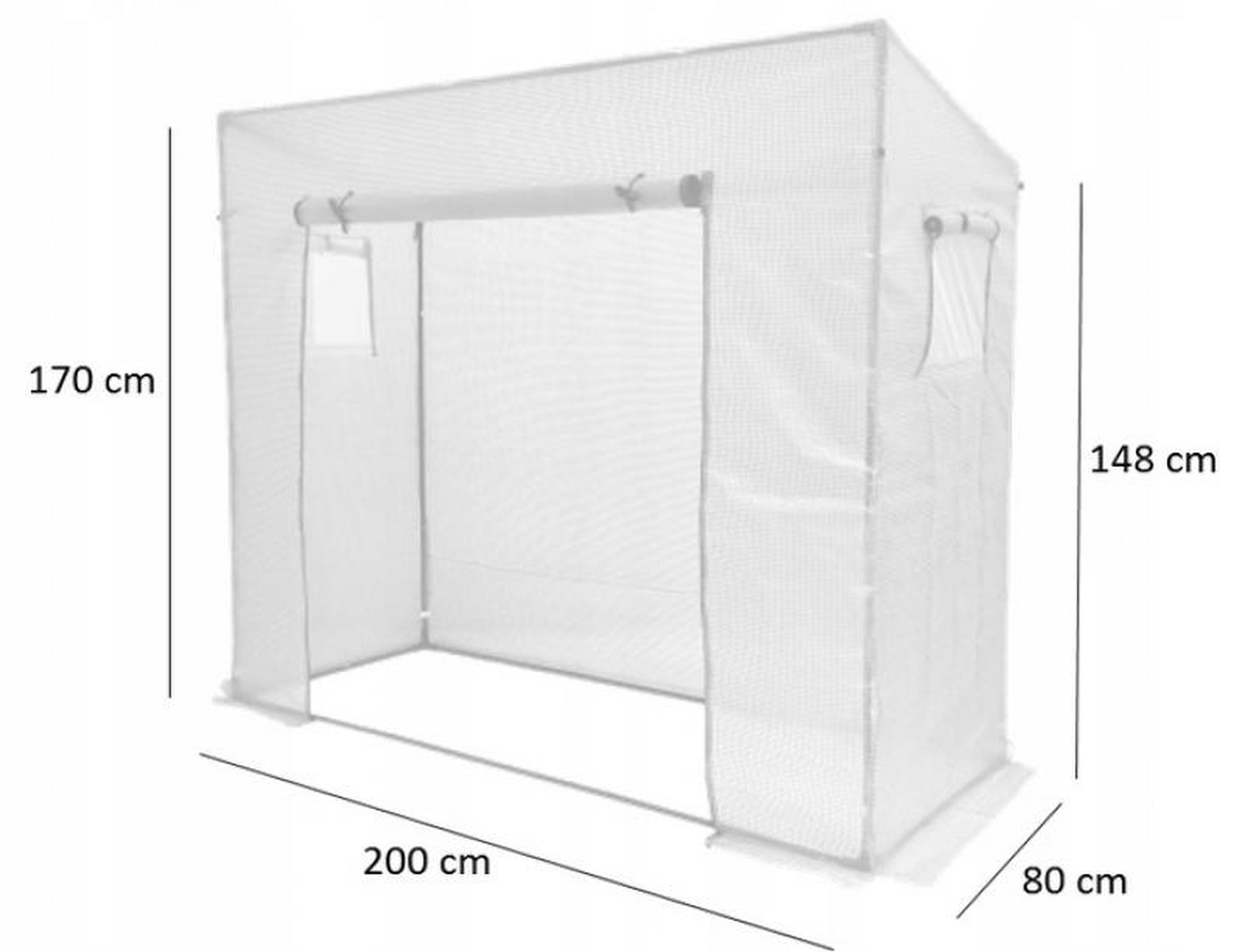 Gradina cu efect de sera, tunel de legume, folie de rosii, alb 200 x 77 x 168/146 cm - view 2