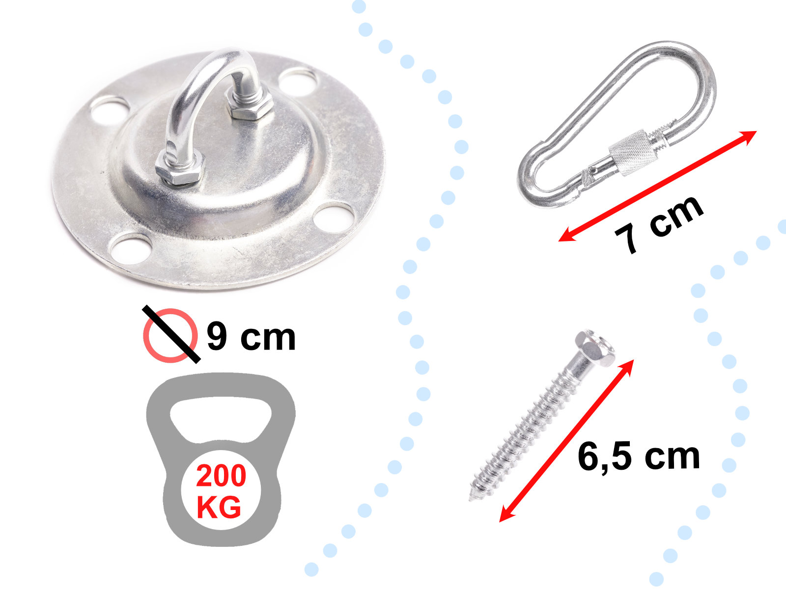 Kit montare pentru tavan, pentru hamace, leagane, 200 kg - view 3