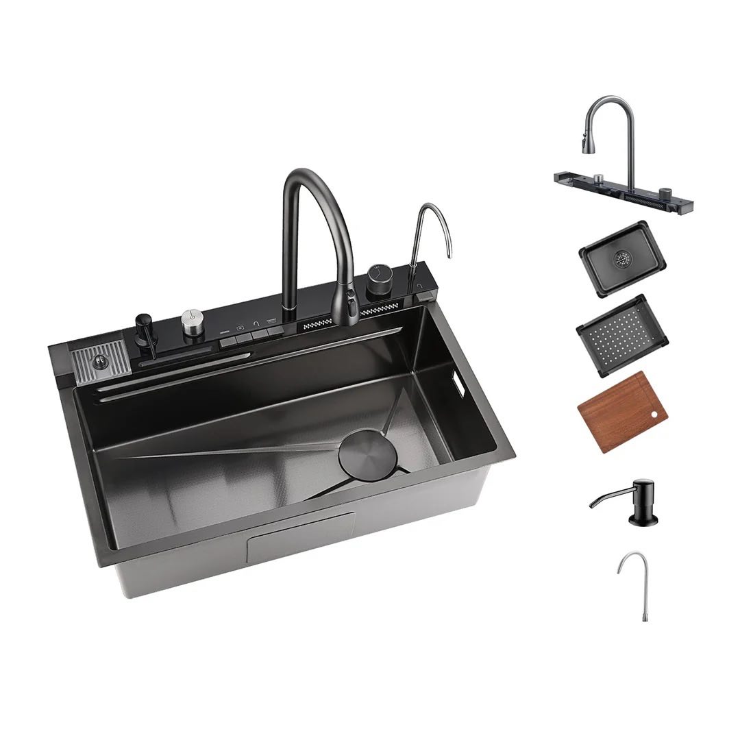 Chiuveta Bucatarie Multifunctionala cu LED – Inox Premium, Gri Inchis, 75x45 cm – Puterea Tehnologiei si Designului in Bucataria Ta - view 11