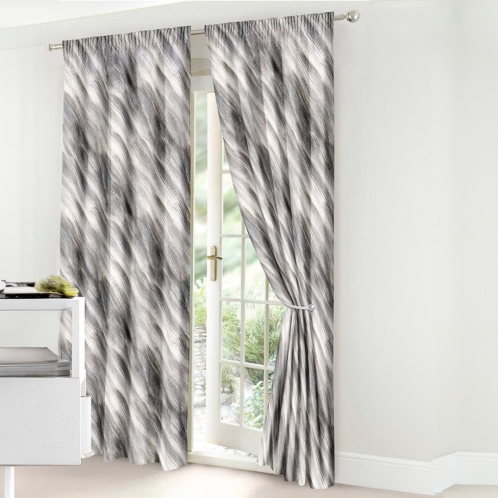 Set Lenjerie pat dublu cu Elastic (140x200cm) + 2 draperii, finet, 6 piese, Gri, Model Clasic — imaginea 2