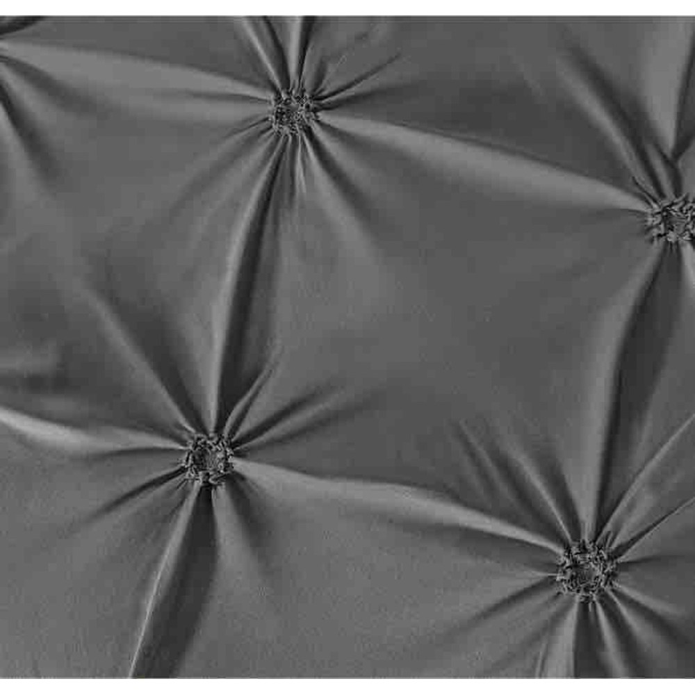Lenjerie de Pat Premium, JOJO HOME,  Finet cu Pliuri Brodate, 6 Piese, Nesifonabila si Durabila, Gri inchis — imaginea 2
