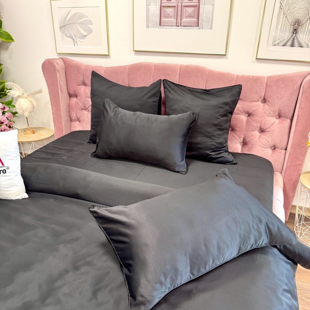 Lenjerie de pat dublu Luxury, tip Matase, 6 piese, negru - view 7