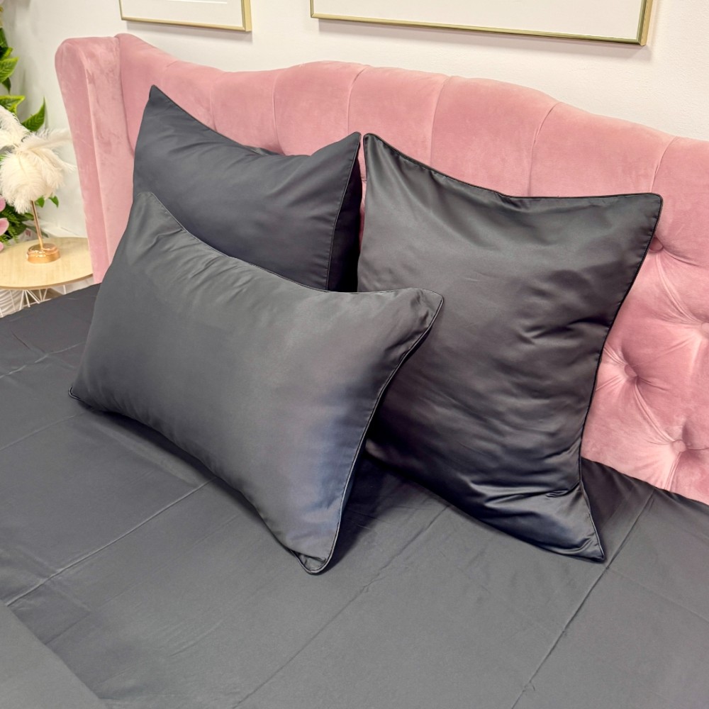 Lenjerie de pat dublu Luxury, tip Matase, 6 piese, negru - view 8