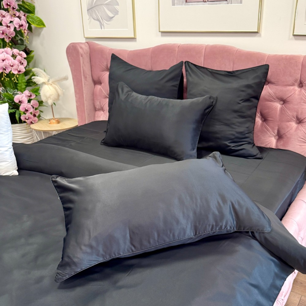 Lenjerie de pat dublu Luxury, tip Matase, 6 piese, negru - view 9