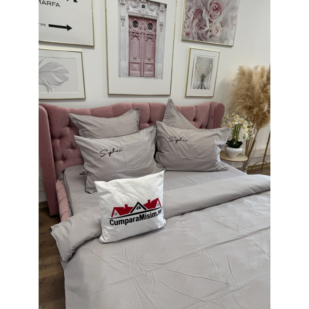 Lenjerie pat dublu, Finet Soft Touch cu Broderie, 6 piese, Bej — imaginea 8