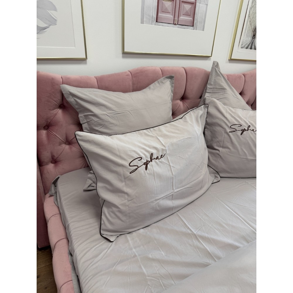 Lenjerie pat dublu, Finet Soft Touch cu Broderie, 6 piese, Bej — imaginea 9