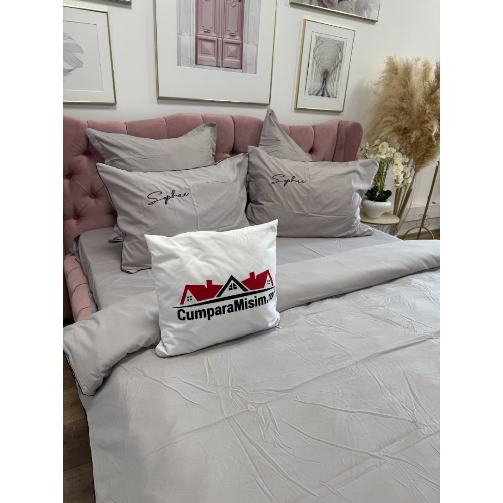 Lenjerie pat dublu, Finet Soft Touch cu Broderie, 6 piese, Bej — imaginea 10