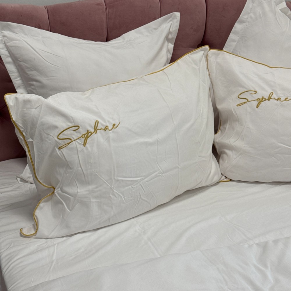 Lenjerie pat dublu, Finet Soft Touch cu Broderie, 6 piese, Alb — imaginea 6
