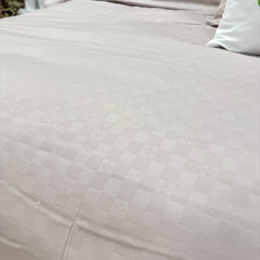 Lenjerie pat dublu cu Elastic, Damasc cu Patratele, 6 piese, Bej - view 8