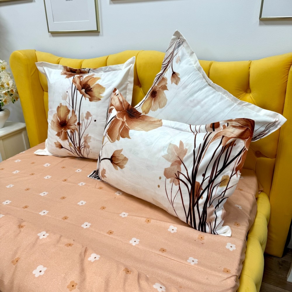 Lenjerie pat dublu, Finet, 6 piese, Crem, flori - view 8