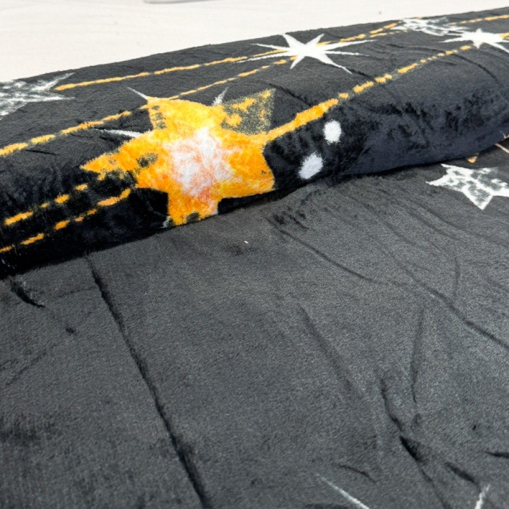 Patura pufoasa cocolino 200x230cm, 240g/mp, Negru, Stelute - view 5