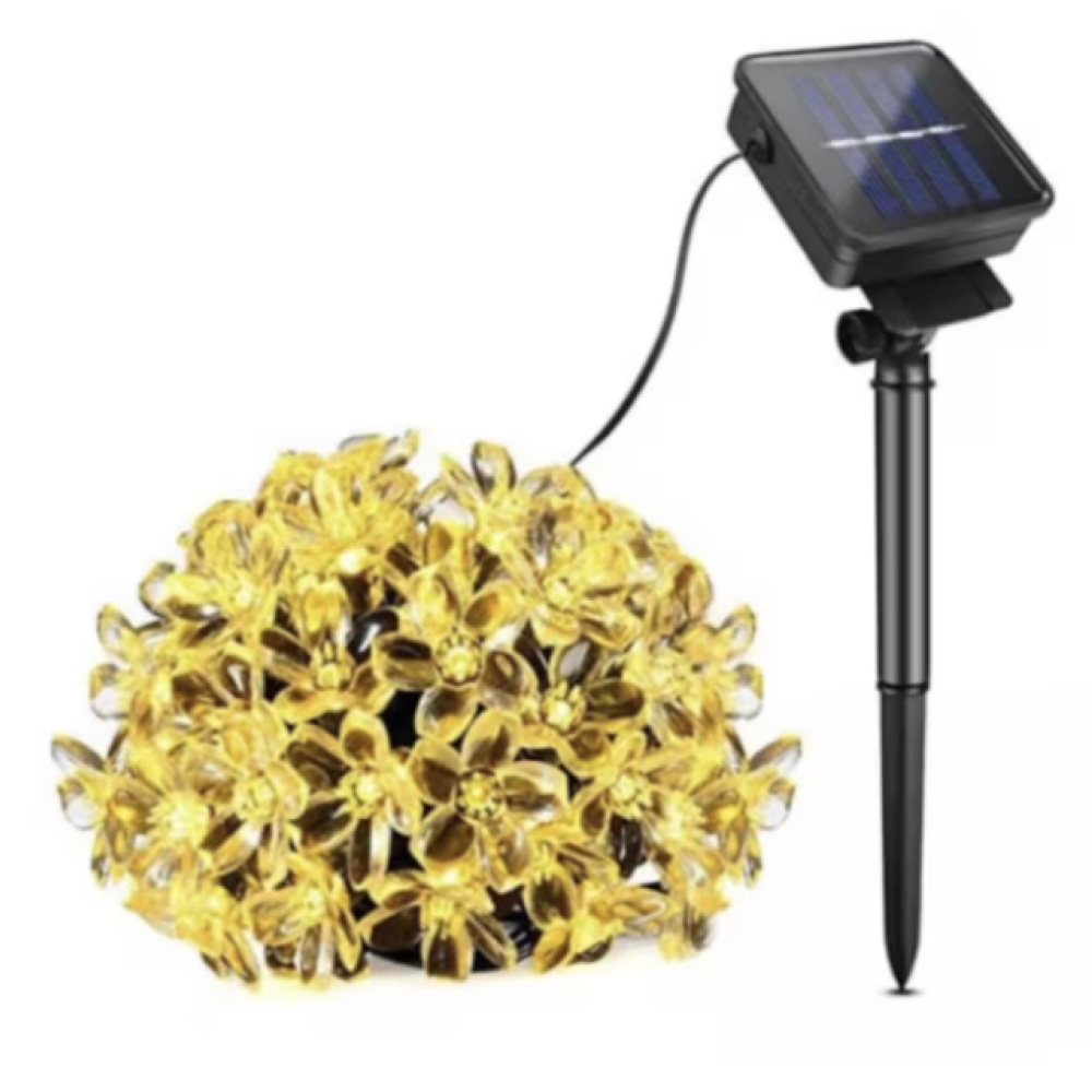 Instalatie Solara pentru Gradina - Flori de Cires cu 50 LED-uri, Alb Cald - view 3