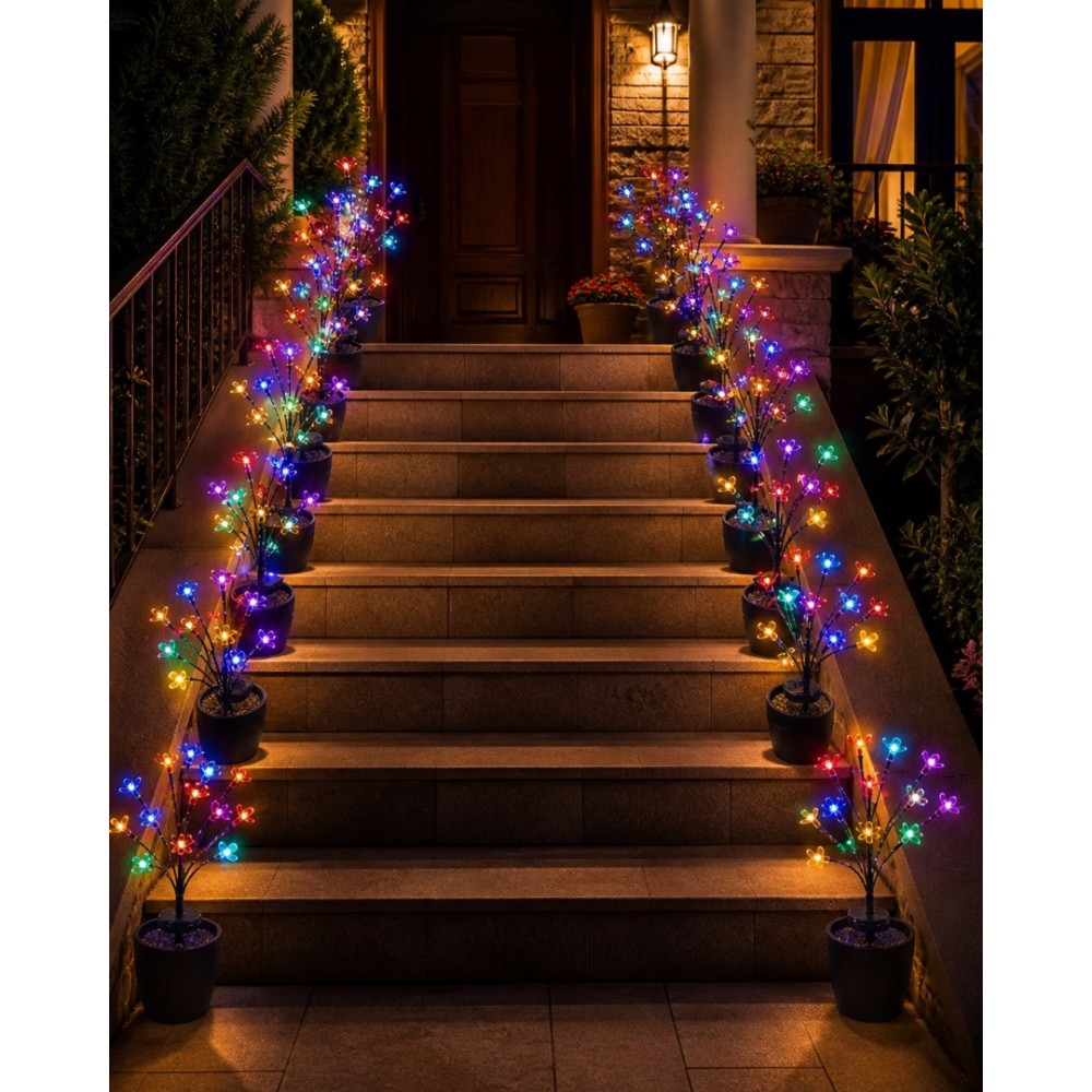 Set 2 Lampi Solare Decorative Tip Bonsai Decorativ cu LED , 60cm, Lumina Eleganta, Design Elegant si Functionare Automata - view 3