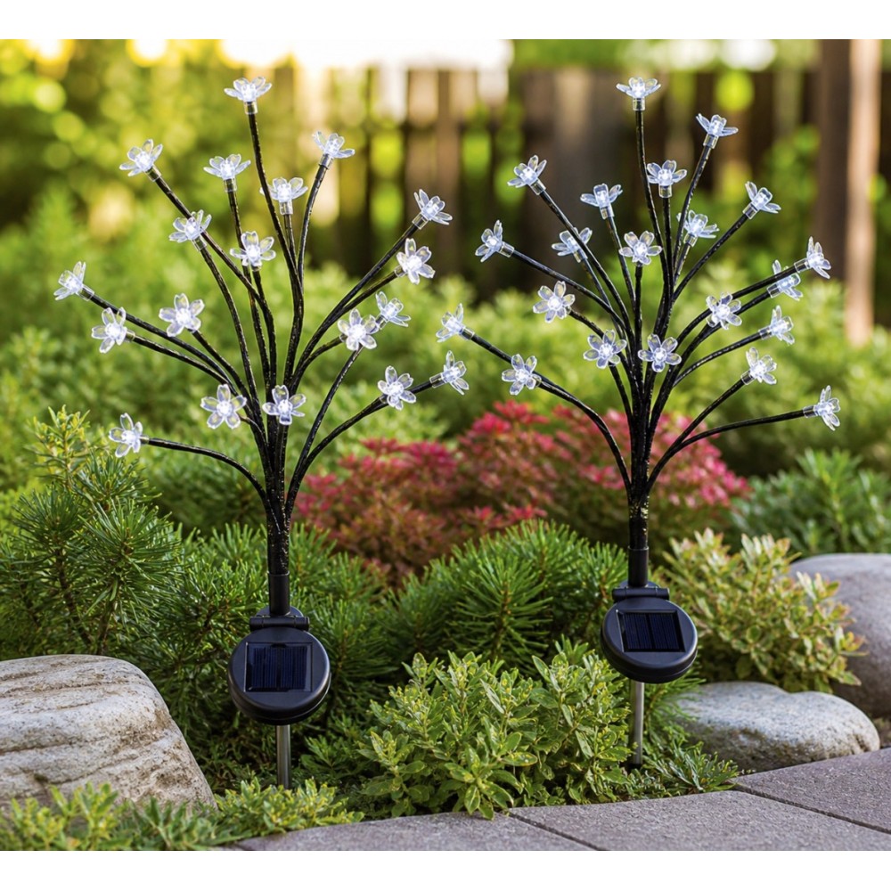 Set 2 Lampi Solare Decorative Tip Bonsai Decorativ cu LED , 60cm, Lumina Eleganta, Design Elegant si Functionare Automata - view 8