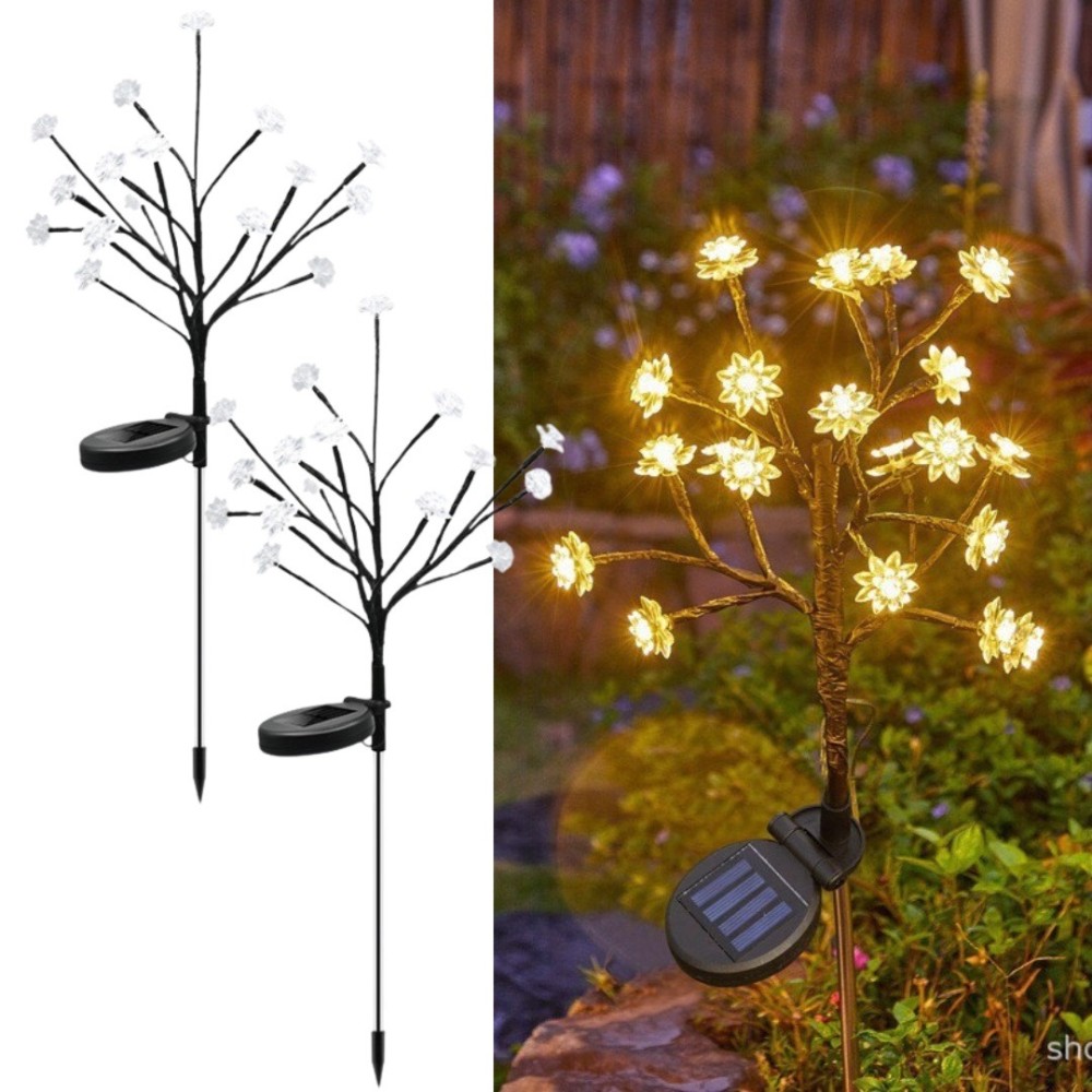 Set 2 Lampi Solare Decorative Tip Bonzai cu Flori Lumina Calda – Iluminare LED, Design Elegant si Functionare Automata - view 3
