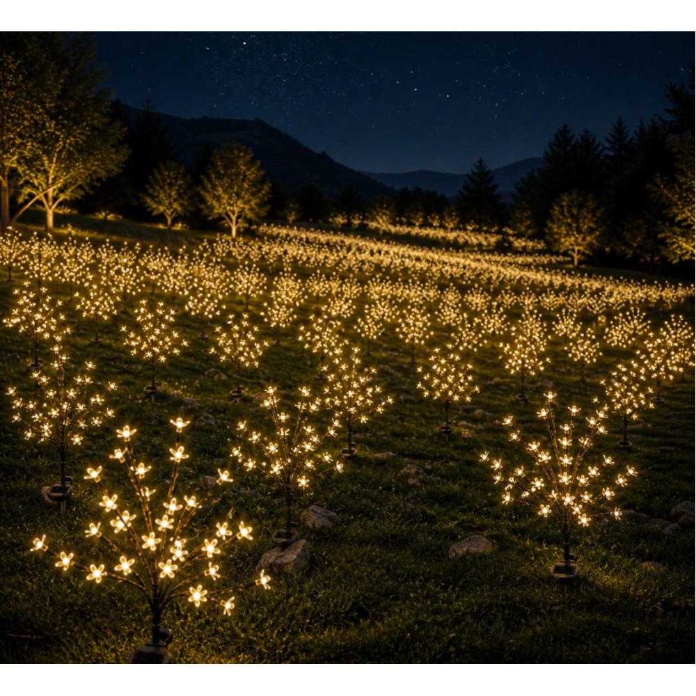 Set 2 Lampi Solare Decorative Tip Bonzai cu Flori Lumina Calda – Iluminare LED, Design Elegant si Functionare Automata - view 9