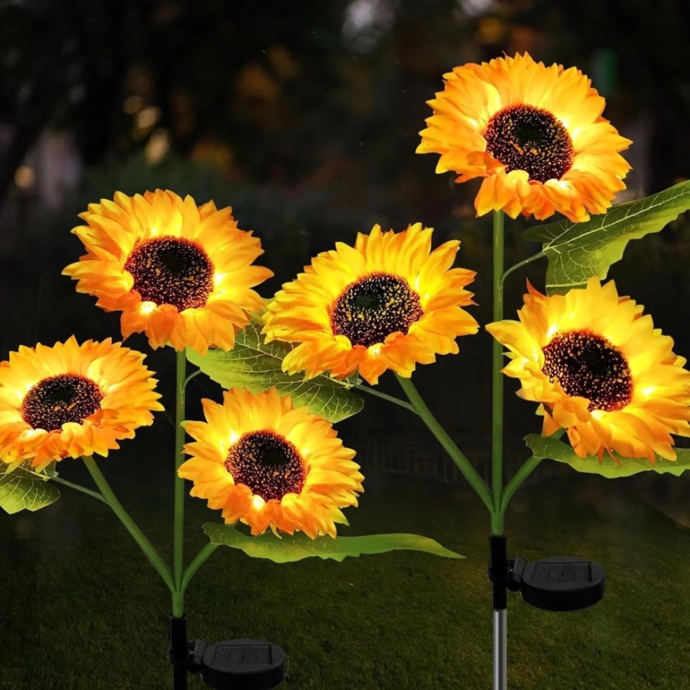 Set 2 Lampi Solare Decorative Tip Floarea-Soarelui – Iluminare LED Calda, Design Natural si Functionare Automata - view 5