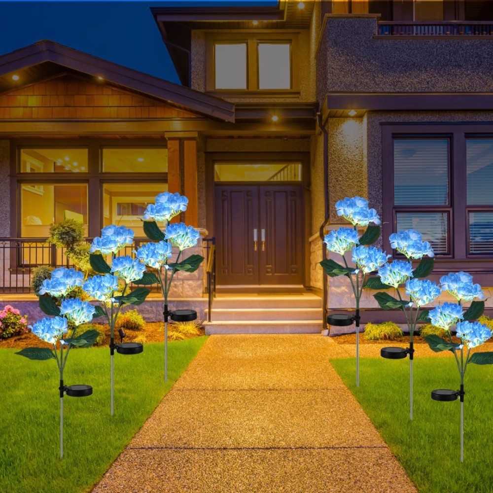 Set 2 Lampi Solare Decorative Tip Hortensie Albastra – Iluminare LED, Design Realist si Functionare Automata - view 3
