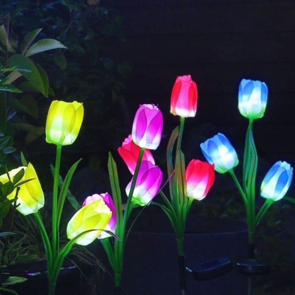 Set 2 Lampi Solare Decorative Tip Lalele Galbene cu LED M374-23, 70cm, Lumina Eleganta, Design Elegant si Functionare Automata - view 5