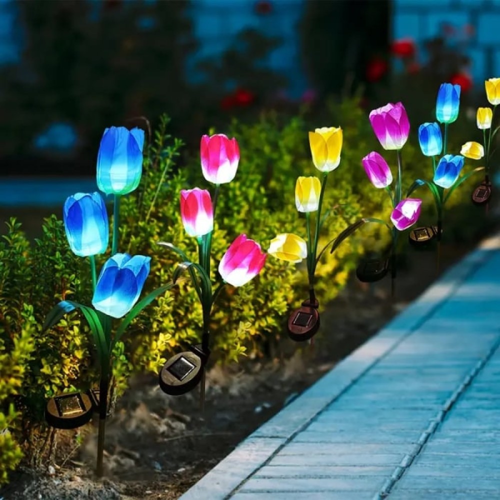 Set 2 Lampi Solare Decorative Tip Lalele Rosii cu LED M374-23, 70cm, Lumina Eleganta, Design Elegant si Functionare Automata - view 6