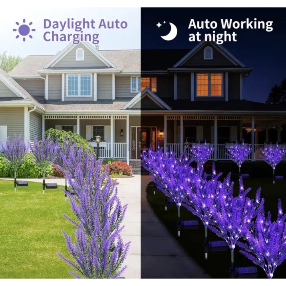 Set 2 Lampi Solare Decorative Tip Lavanda – Iluminare LED, Design Natural si Functionare Automata - view 3