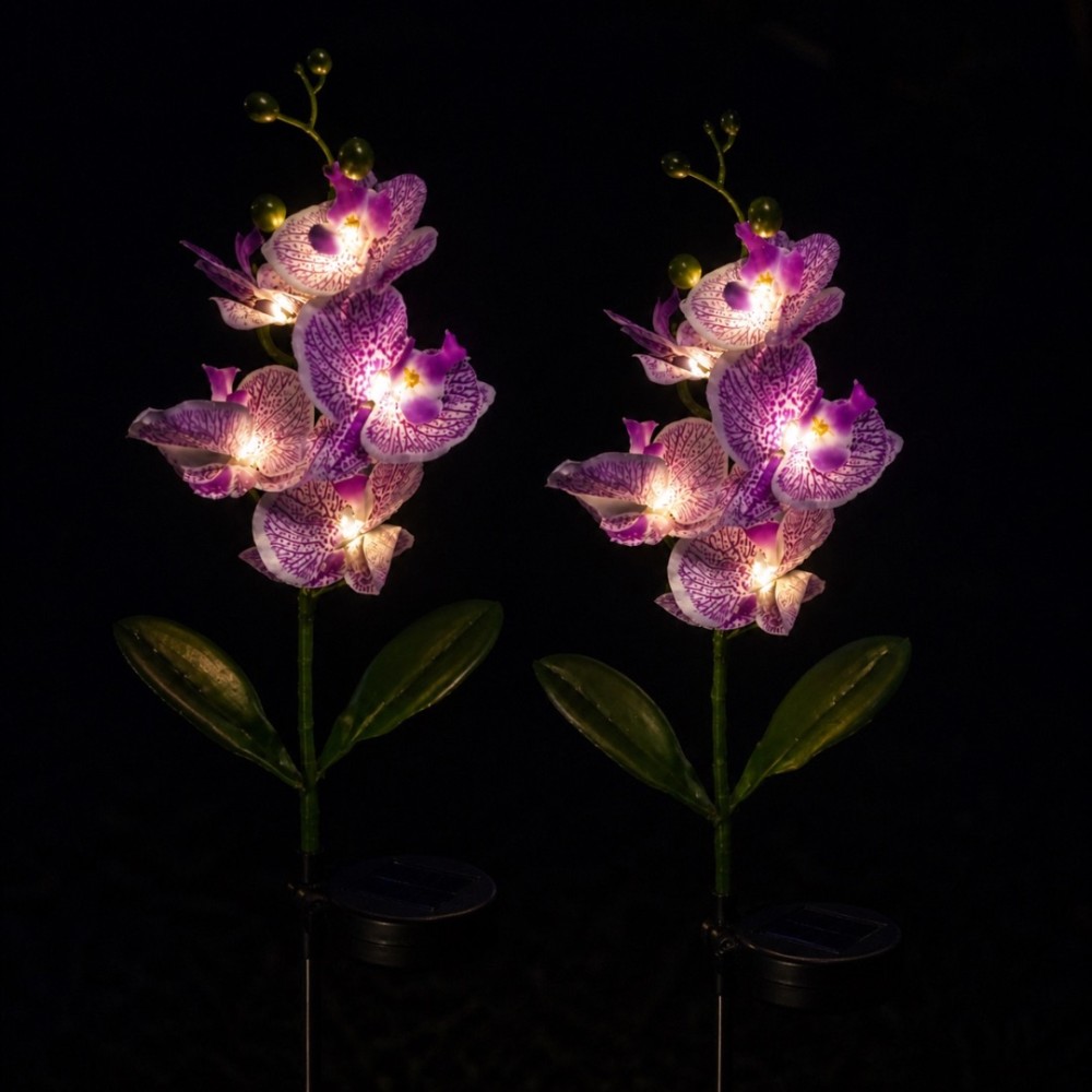 Set 2 Lampi Solare Decorative Tip Orhidee – Iluminare LED, Design Elegant si Functionare Automata – imagine 3