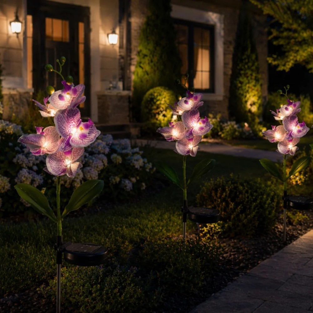 Set 2 Lampi Solare Decorative Tip Orhidee – Iluminare LED, Design Elegant si Functionare Automata – imagine 7