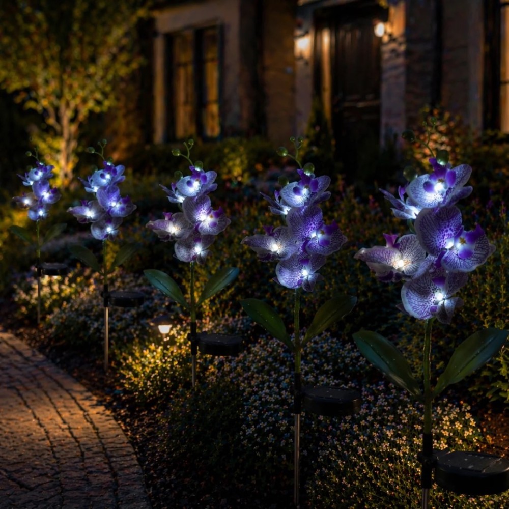 Set 2 Lampi Solare Decorative Tip Orhidee – Iluminare LED, Design Elegant si Functionare Automata – imagine 8