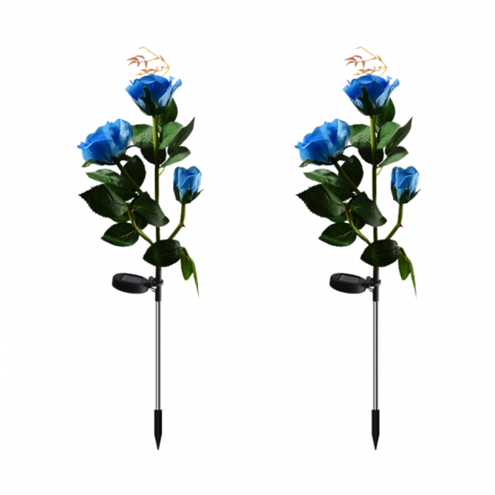 Set 2 Lampi Solare Decorative Tip Trandafiri Albastri – Iluminare LED, Design Elegant si Functionare Automata - view 2