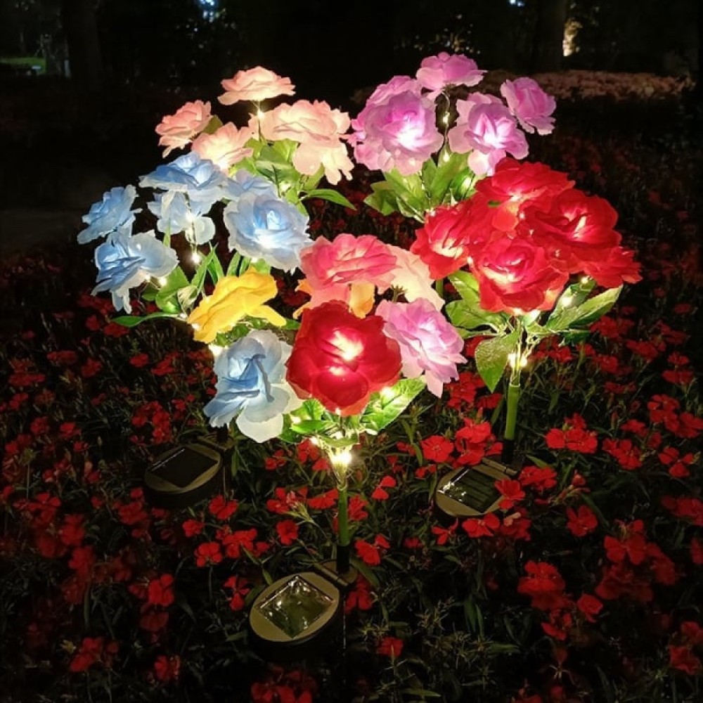 Set 2 Lampi Solare Decorative Tip Trandafiri Albastri – Iluminare LED, Design Elegant si Functionare Automata - view 5