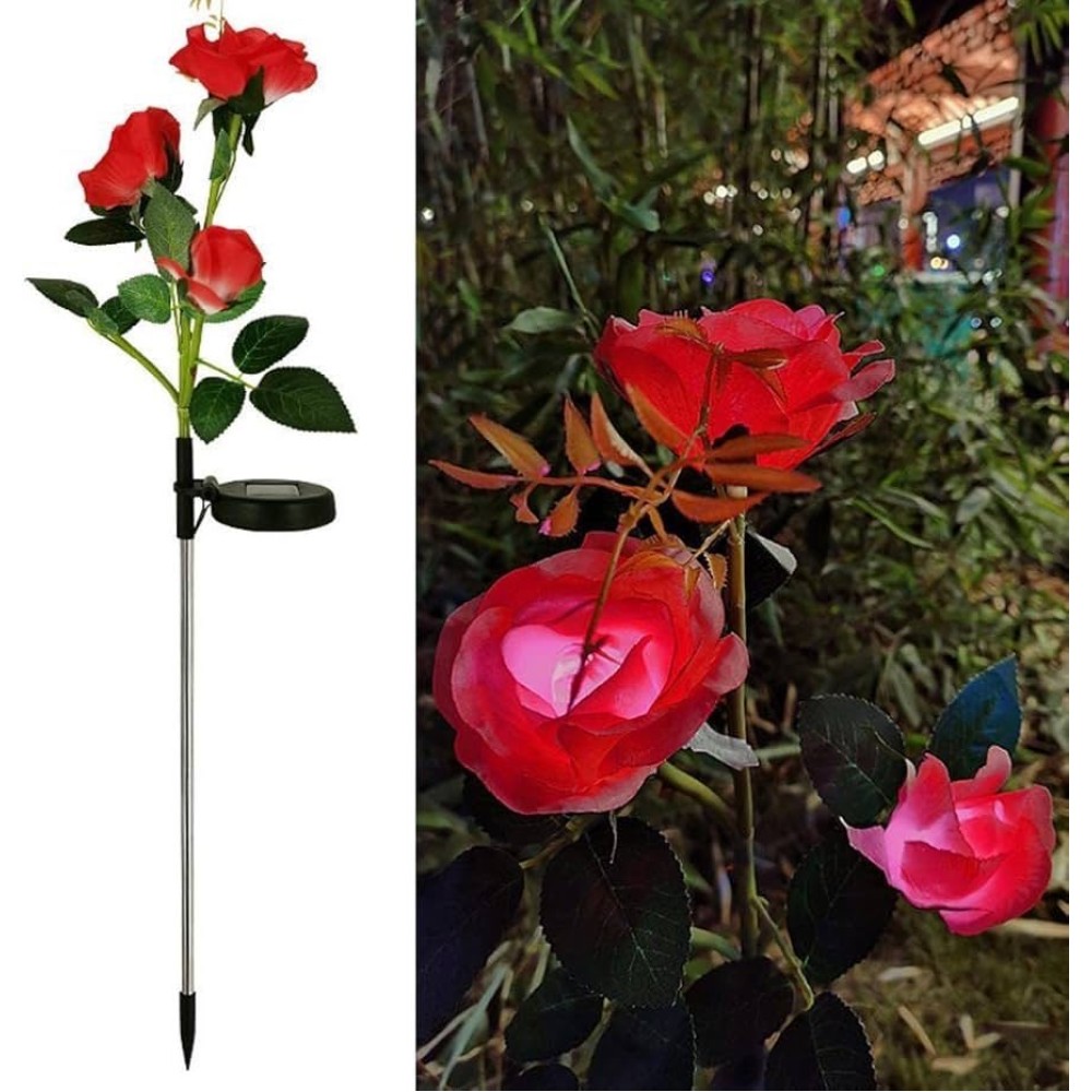 Set 2 Lampi Solare Decorative Tip Trandafiri Rosii – Iluminare LED, Design Elegant si Functionare Automata - view 2
