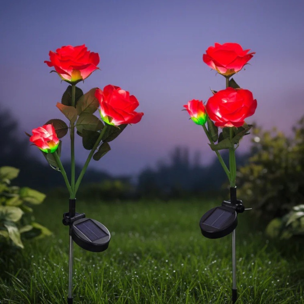 Set 2 Lampi Solare Decorative Tip Trandafiri Rosii – Iluminare LED, Design Elegant si Functionare Automata - view 3