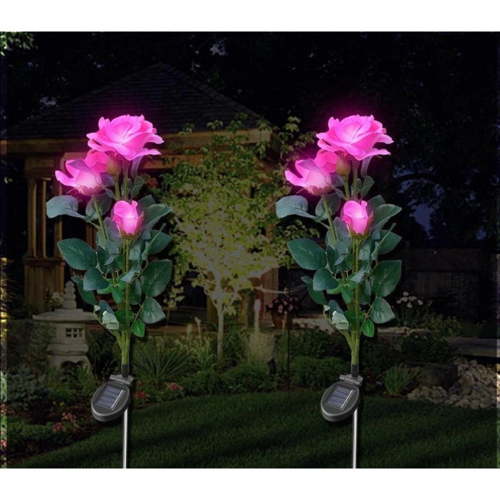 Set 2 Lampi Solare Decorative Tip Trandafiri Roz – Iluminare LED, Design Elegant si Functionare Automata - view 4