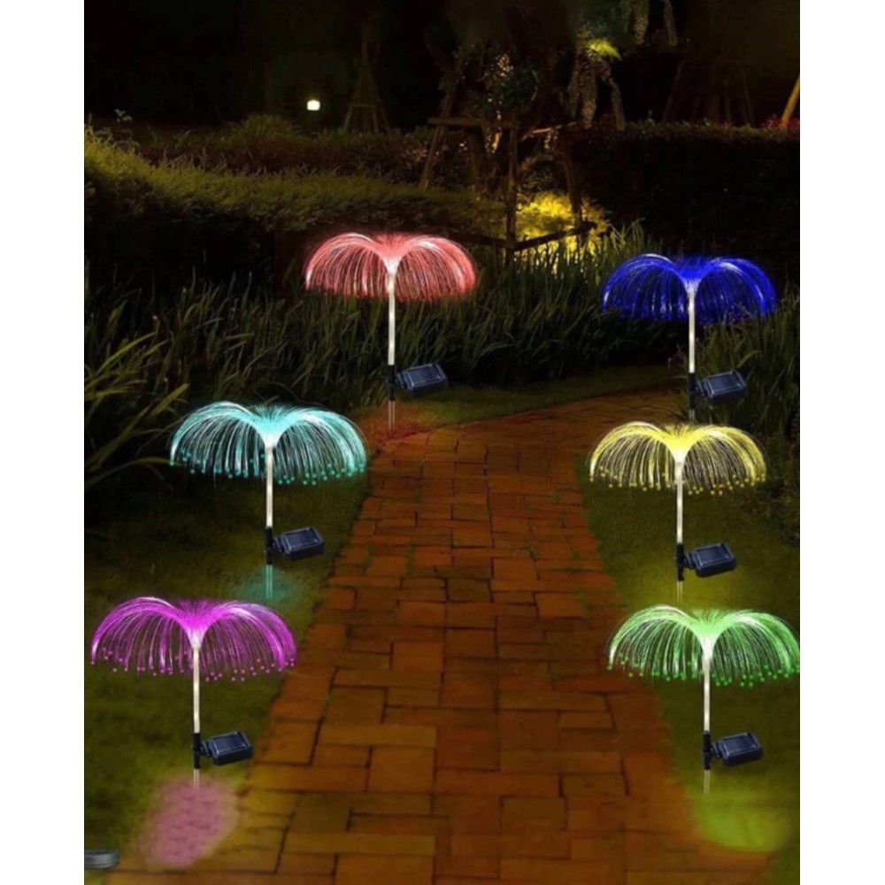 Set 2 Lampi Solare JellyFish cu Fibra Optica – Iluminare Multicolora pentru Decorative Exterior - view 2