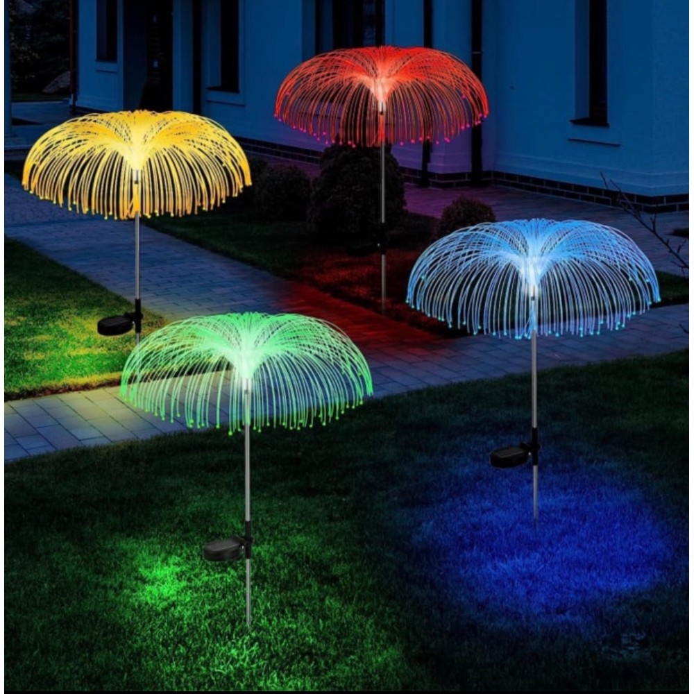 Set 2 Lampi Solare JellyFish cu Fibra Optica – Iluminare Multicolora pentru Decorative Exterior - view 3