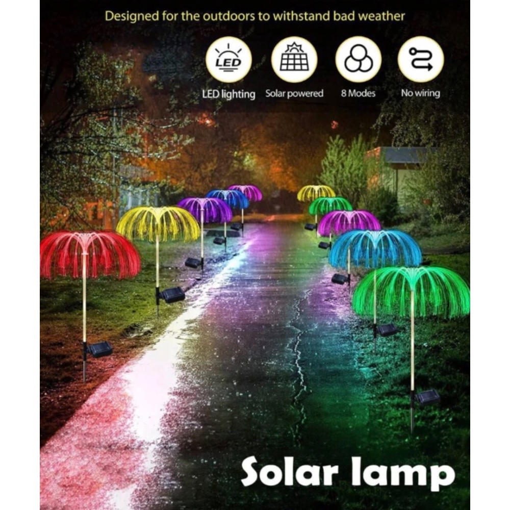Set 2 Lampi Solare JellyFish cu Fibra Optica – Iluminare Multicolora pentru Decorative Exterior - view 5