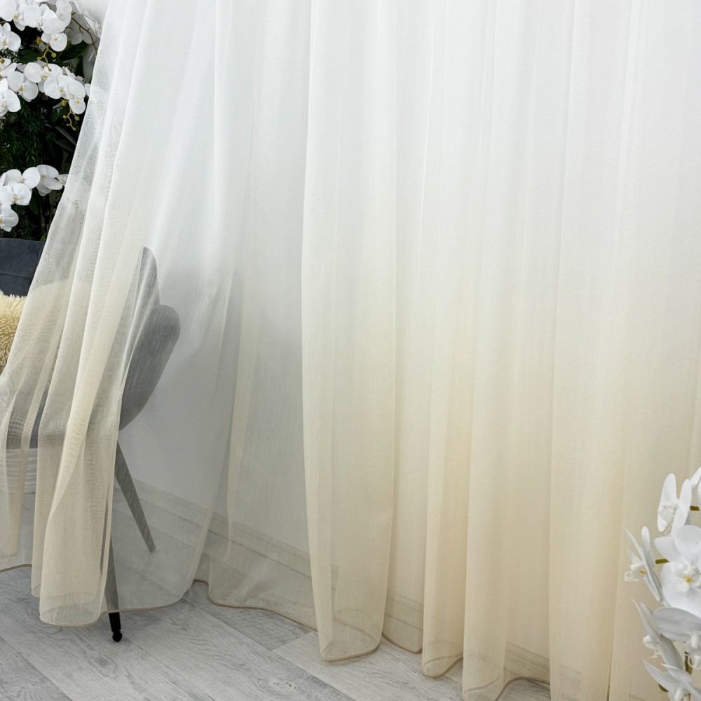 Perdea in Degrade tip Fibra de Bambus, Alb cu Bej, 140cm latime x 260cm inaltime, cu rejansa pt bara – imagine 2
