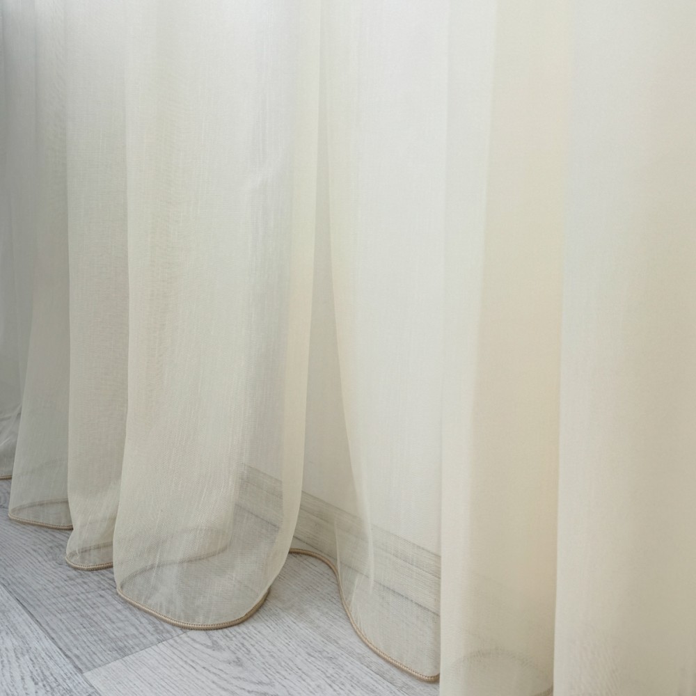 Perdea in Degrade tip Fibra de Bambus, Alb cu Bej, 140cm latime x 260cm inaltime, cu rejansa pt bara – imagine 4