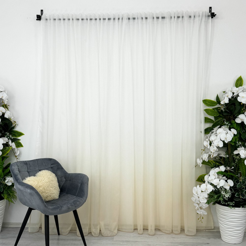 Perdea in Degrade tip Fibra de Bambus, Alb cu Bej, 140cm latime x 260cm inaltime, cu rejansa pt bara – imagine 6