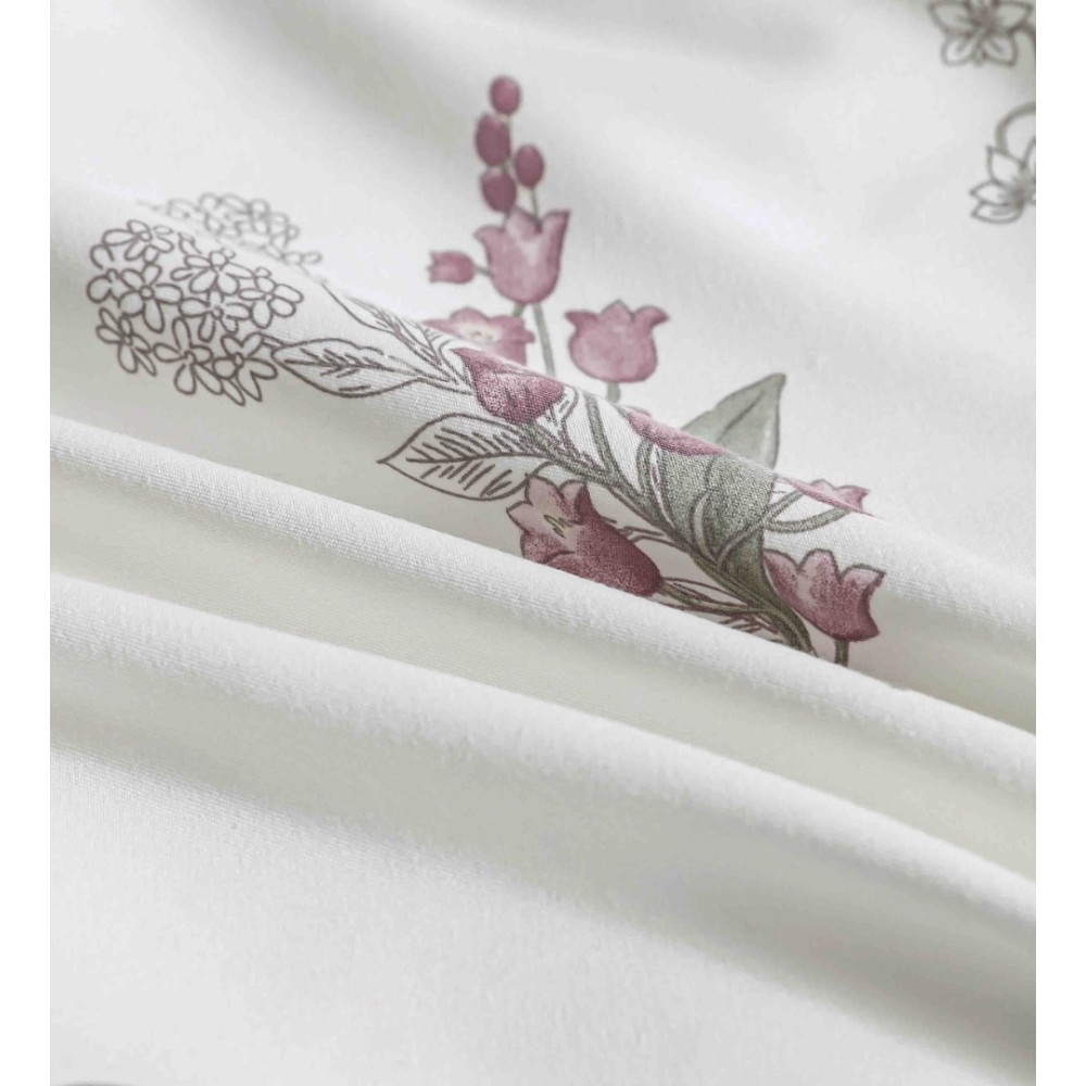 Lenjerie pat dublu, FINET DeLuxe, 6 piese, cu ELASTIC, Jojo Home, Cutie Eleganta, Roz, Flori - view 6