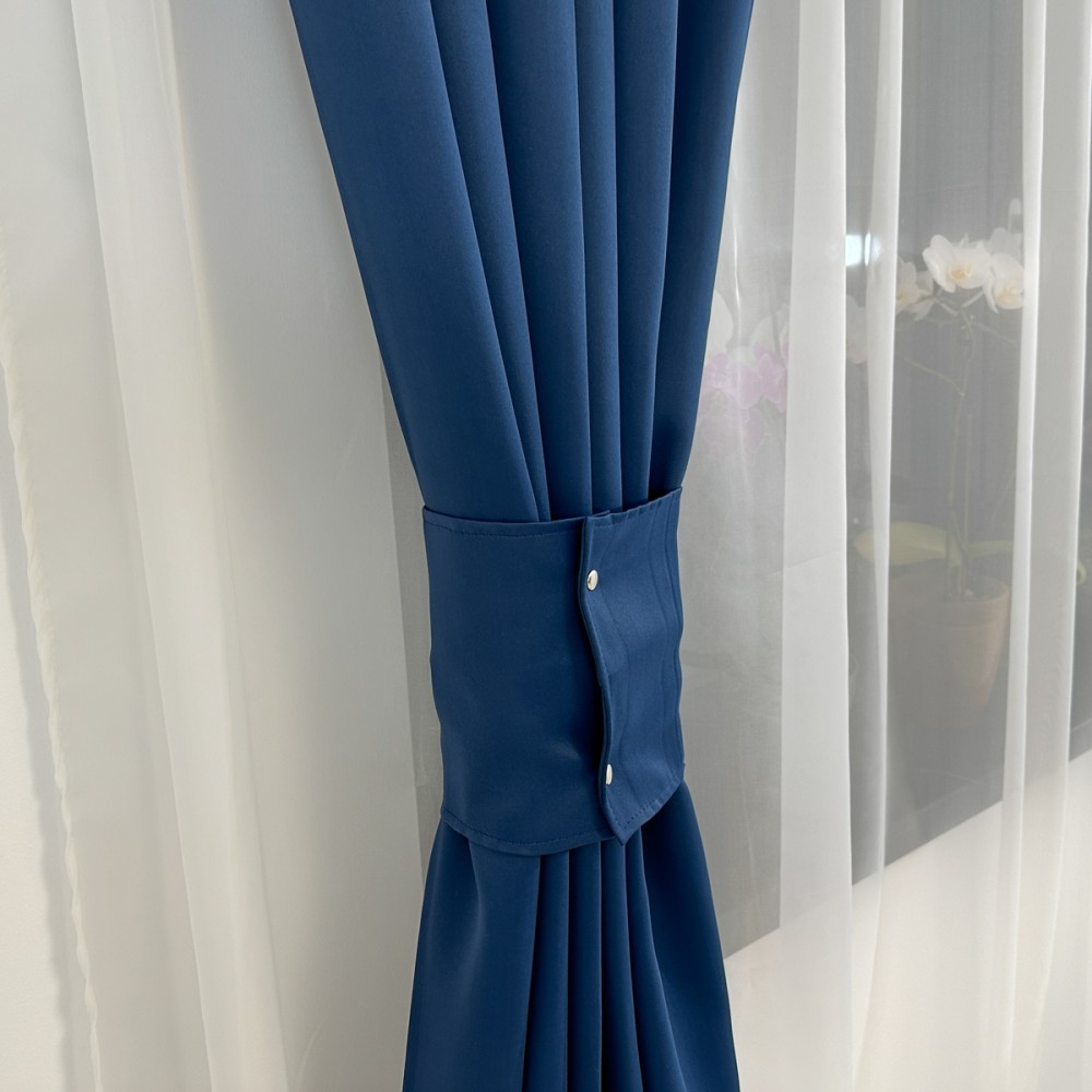 Set 2 Draperii Blackout Satinata,140cm latime x 260cm inaltime, cu TIV LAT, Bleumarin – imagine 4