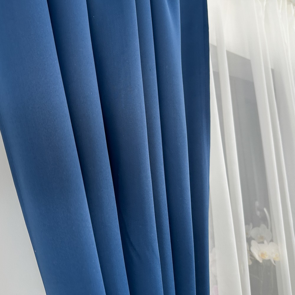 Set 2 Draperii Blackout Satinata,140cm latime x 260cm inaltime, cu TIV LAT, Bleumarin – imagine 5